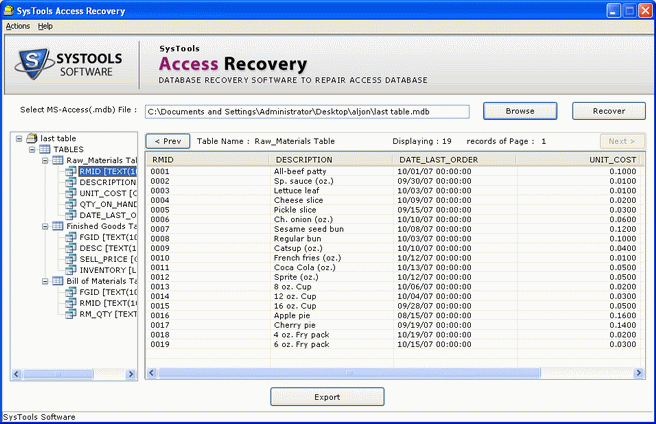 Click to view Access Recovery Tool Solution 3.3 screenshot